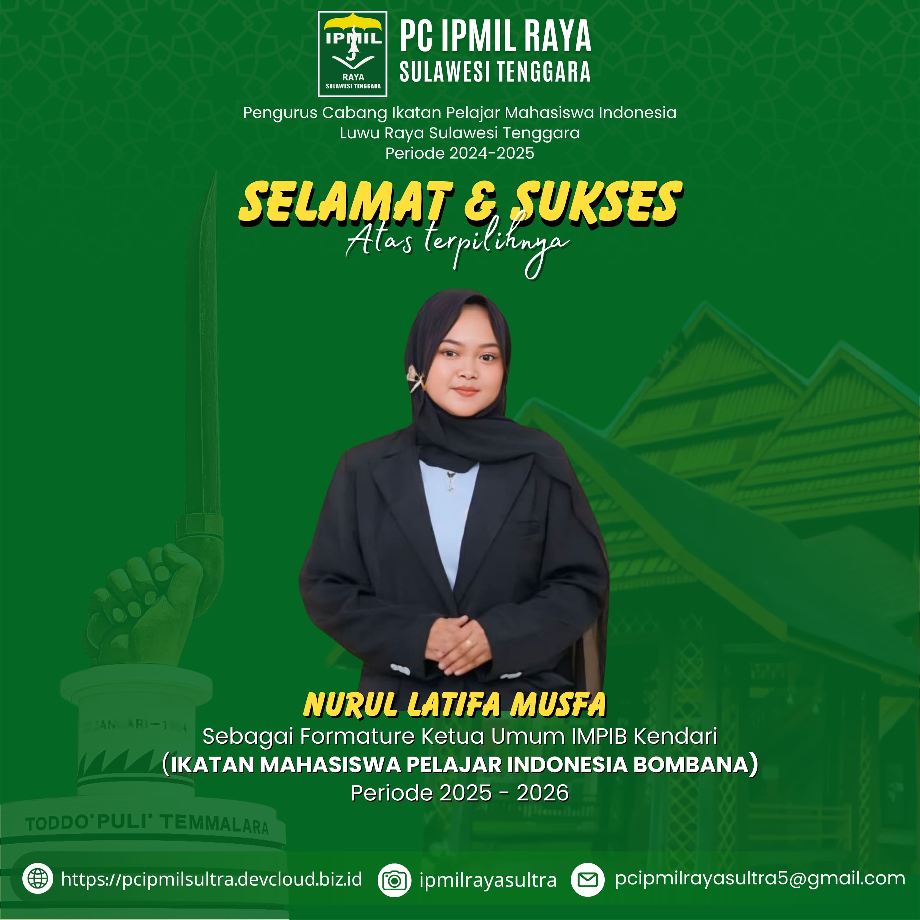 PC IPMIL RAYA Sulawesi Tenggara Ucapkan Selamat atas Terpilihnya Nurul Latifa Musfa sebagai Formature Ketua Umum IMPIB Bombana Periode 2025–2026
